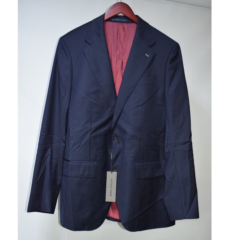 Spier & Mackay Contemporary Fit Navy Wool Blazer Sport Coat 44L NWT Dino Filarte